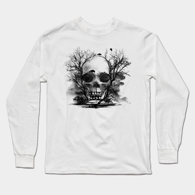 Haunted Skull Mansion Long Sleeve T-Shirt by Buy Custom Things